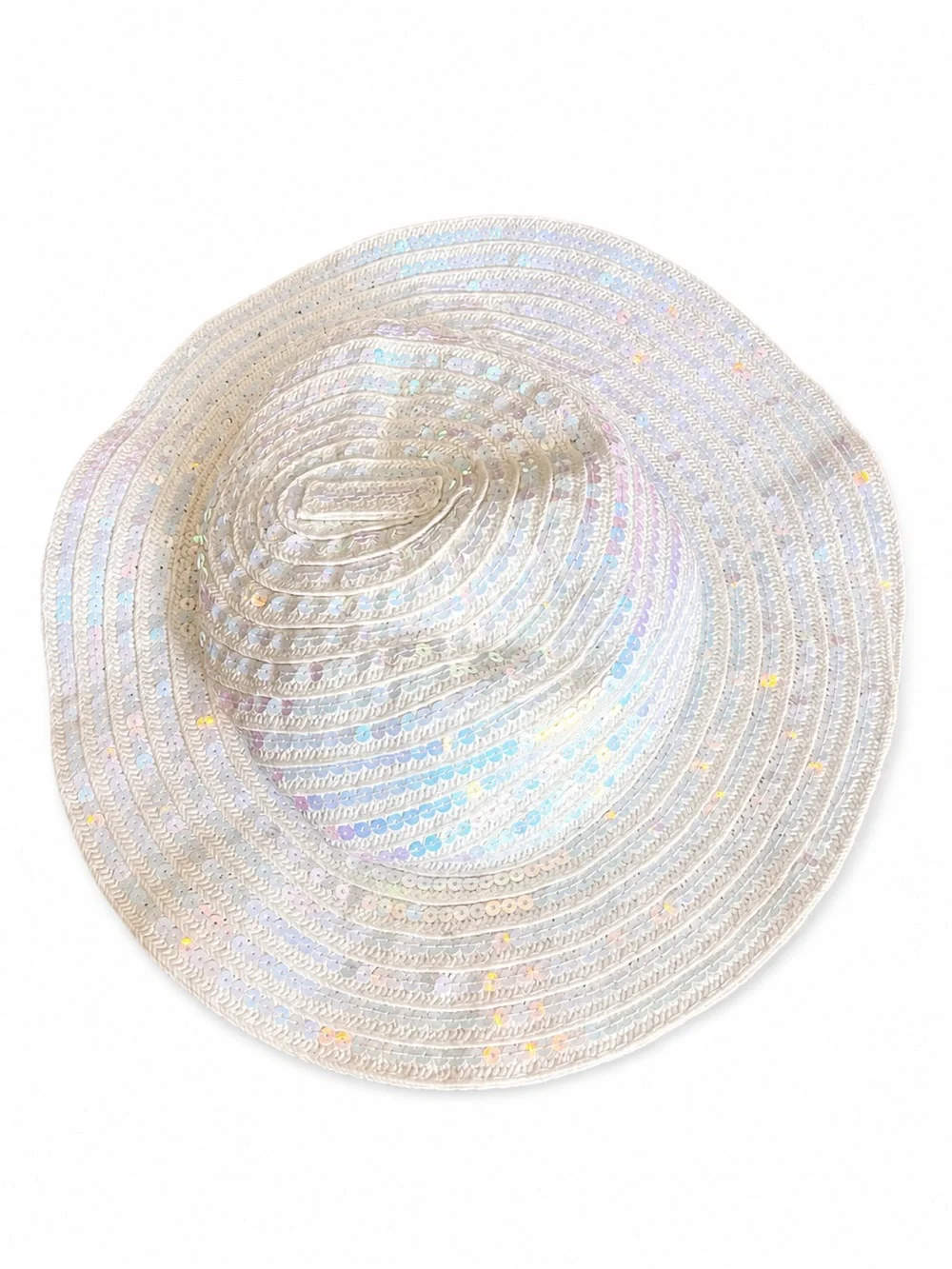 Iridescent Sequin Wide-Brim Sun Hat